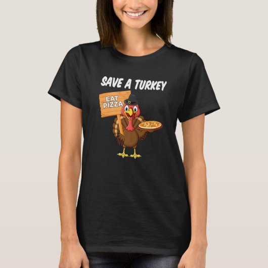 Turkey Eat Pizza Adult Vegan Kids  Thanksgiving Tシャツ (正面)