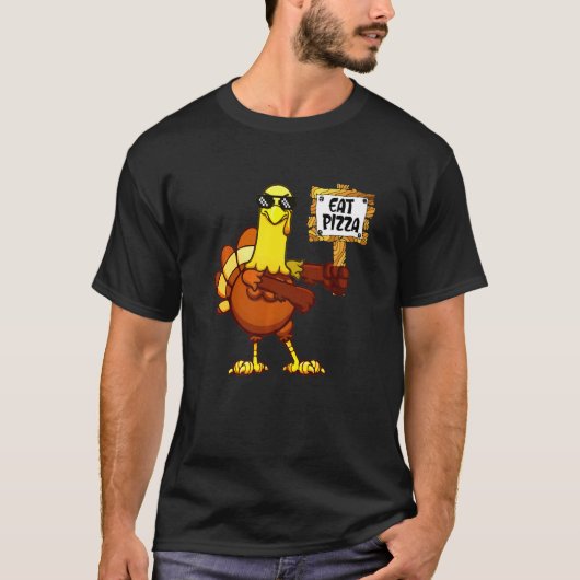 Turkey Eat Pizza Adult Vegan Kids Thanksgiving Tシャツ (正面)