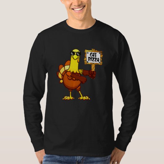 Turkey Eat Pizza Adult Vegan Kids   Thanksgiving   Tシャツ (正面)