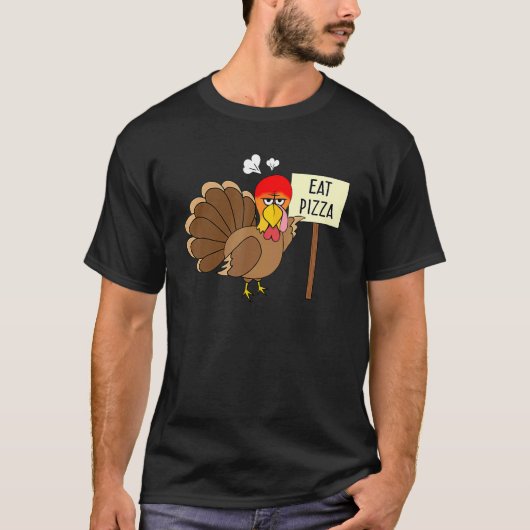 Turkey Eat Pizza Adult Vegan Kids Thanksgiving Wo Tシャツ (正面)