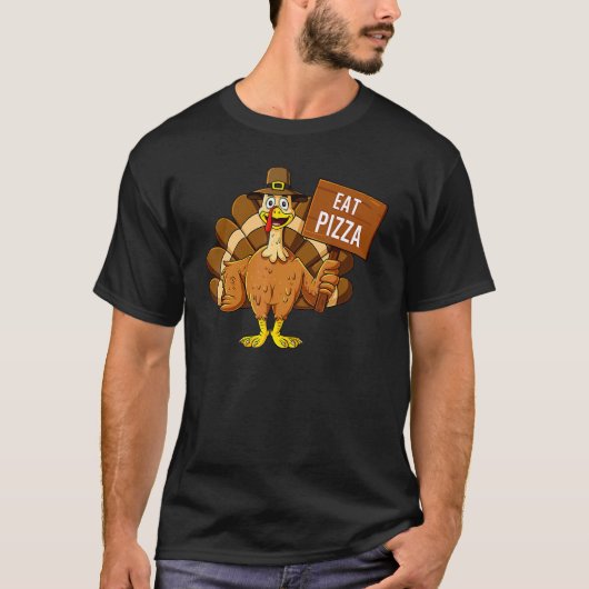 Turkey Eat Pizza Thanksgiving  Boys Girls Kids 2 Tシャツ (正面)