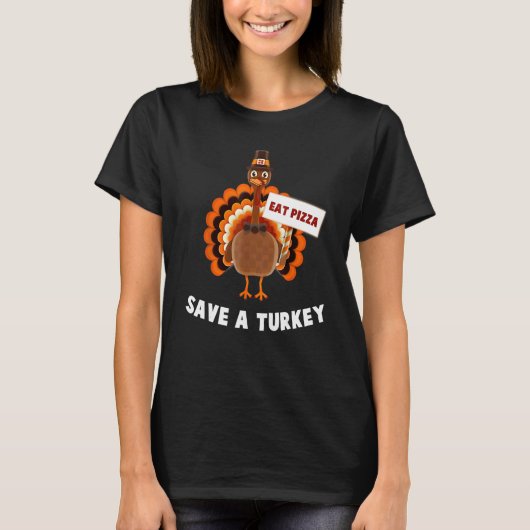 Turkey Eat Pizza Thanksgiving Boys Girls Kids Tシャツ (正面)