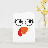 Turkey Face Eyelashes Halloween Thanksgiving Funny カード (黄色い花)
