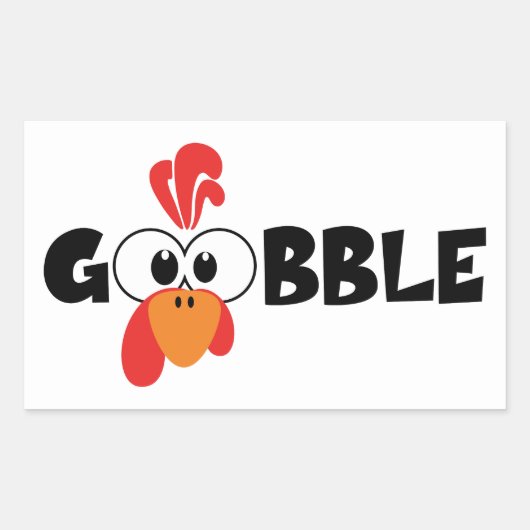Turkey Face Gobble Stickers 長方形シール (正面)