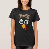 Turkey Face Leopard Headband Womens Thanksgiving P Tシャツ (正面)