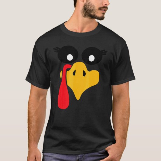 Turkey Face Pilgrim  Thanksgiving Costume  1 Tシャツ (正面)