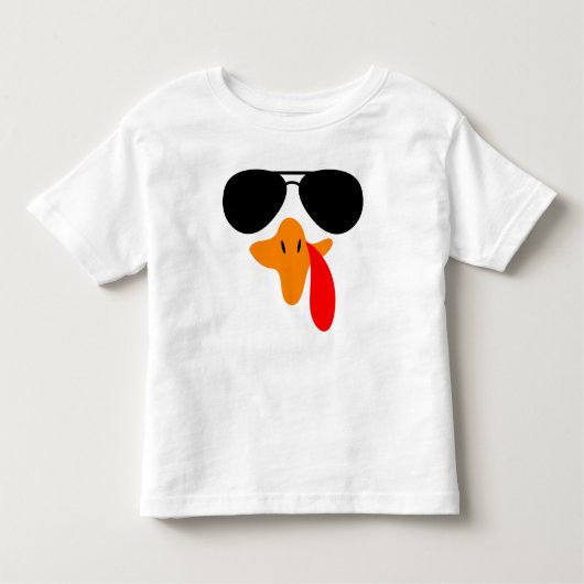 Turkey Face with Sun glasses, Thanksgiving トドラーTシャツ (正面)