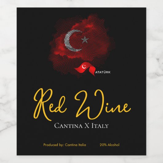 Turkey flag ワインラベル (シングルラベル)