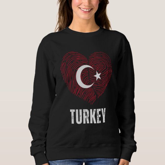 Turkey Flag Turkish Flag Turkey DNA Turkey Heart スウェットシャツ (正面)