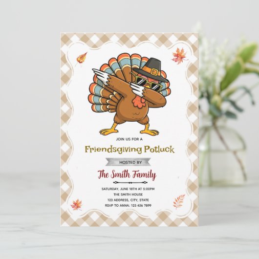 Turkey Friendsgiving party invitation 招待状 (スタンド正面)