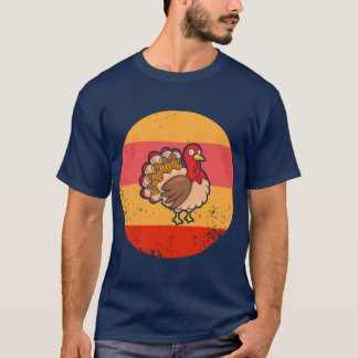 Turkey Funny Thanksgiving men women kids Retro Vin Tシャツ