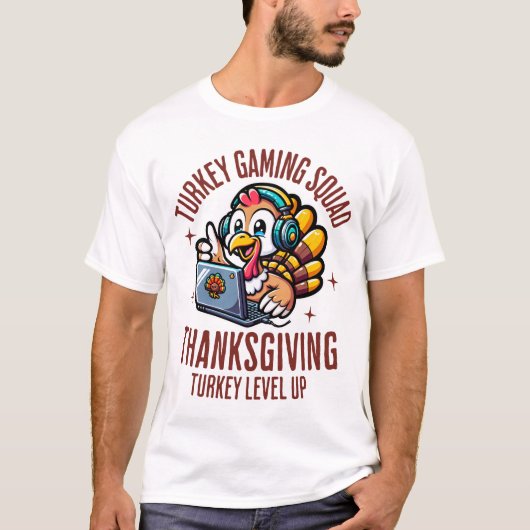 Turkey Gaming Squad Funny Thanksgiving Tシャツ (正面)