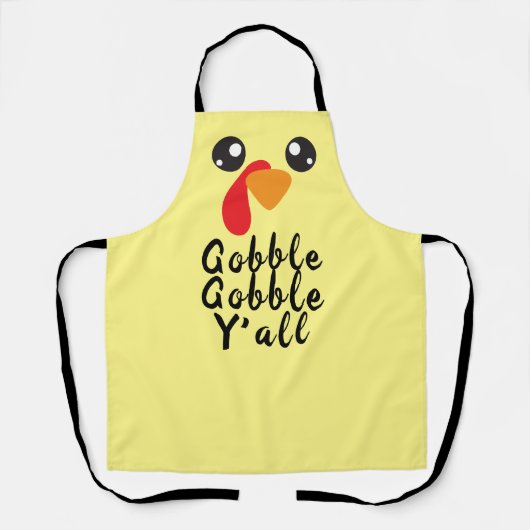 Turkey Gobble Yall - Baker Chef Holiday Fun エプロン (正面)