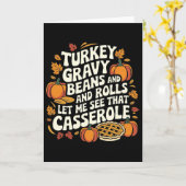 Turkey Gravy Beans And Rolls Cerole Funny Thanksgi カード (黄色い花)