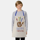 Turkey Handprint Kid Happy Thanksgiving Cute エプロン (着用した状態)