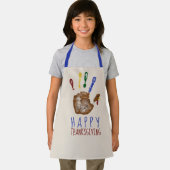 Turkey Handprint Kid Happy Thanksgiving Cute エプロン (インサイチュ)