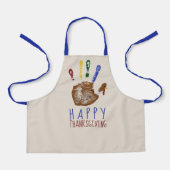 Turkey Handprint Kid Happy Thanksgiving Cute エプロン (正面)