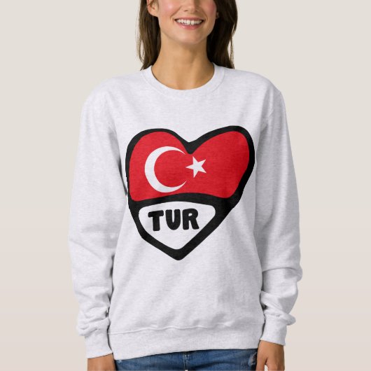 Turkey Heart Flag TUR Country Code スウェットシャツ (正面)