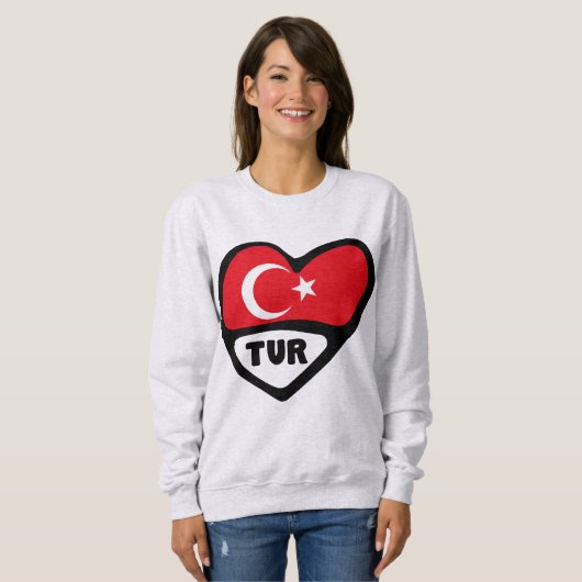 Turkey Heart Flag TUR Country Code スウェットシャツ (正面フル)