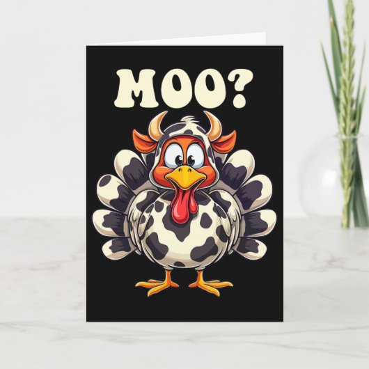 Turkey Moo Funny Thanksgiving Men Women Kids  カード (正面)