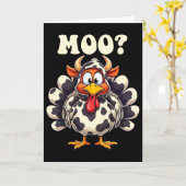 Turkey Moo Funny Thanksgiving Men Women Kids  カード (黄色い花)