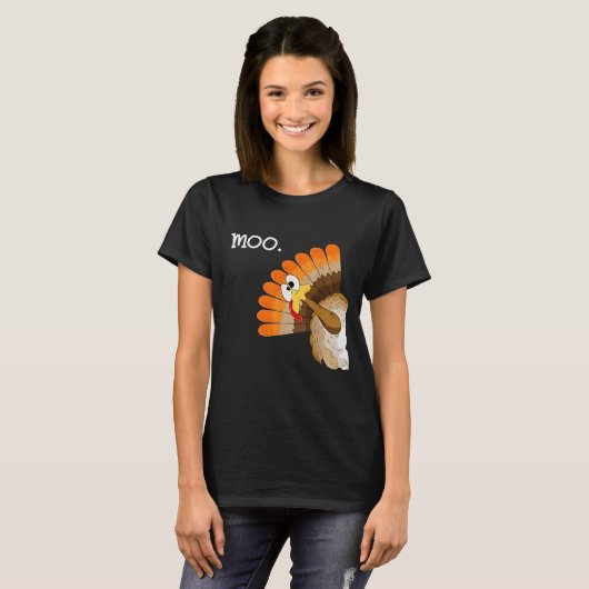turkey moo funny thanksgiving tシャツ (正面フル)
