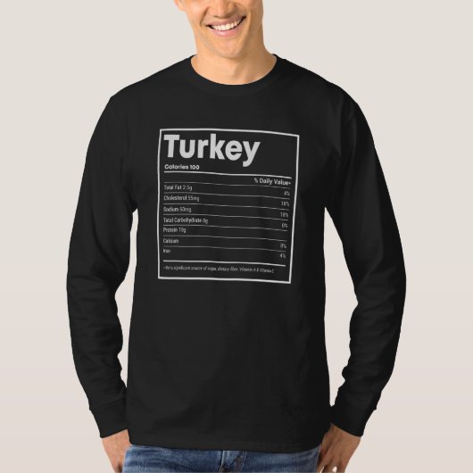 Turkey Nutrition Facts  Thanksgiving Christmas foo Tシャツ (正面)