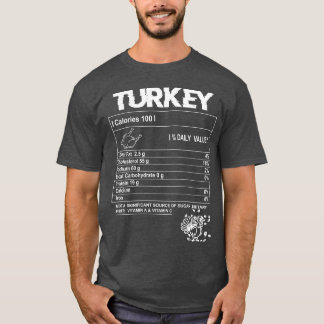Turkey Nutritional Factshanksgiving Food Recipe fr Tシャツ