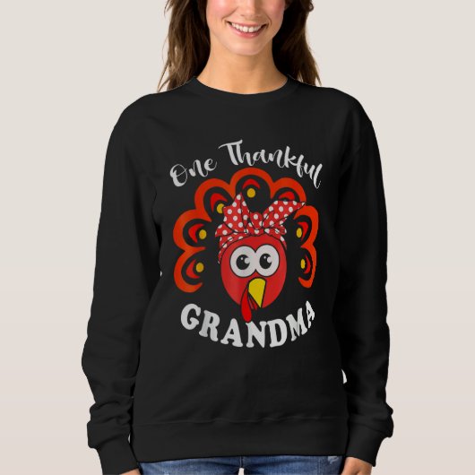 Turkey One Thankful Grandma Fall Autumn Thanksgivi スウェットシャツ (正面)