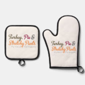 Turkey, Pie & Stretchy Pants 鍋つかみ&鍋敷きセット (正面)