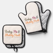 Turkey, Pie & Stretchy Pants 鍋つかみ&鍋敷きセット (正面/裏面)