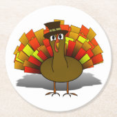 Turkey Pilgrim Thanksgiving ラウンドペーパーコースター (正面)