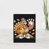Turkey Playing Bowling Thanksgiving Turkey Tail Bo カード (正面)