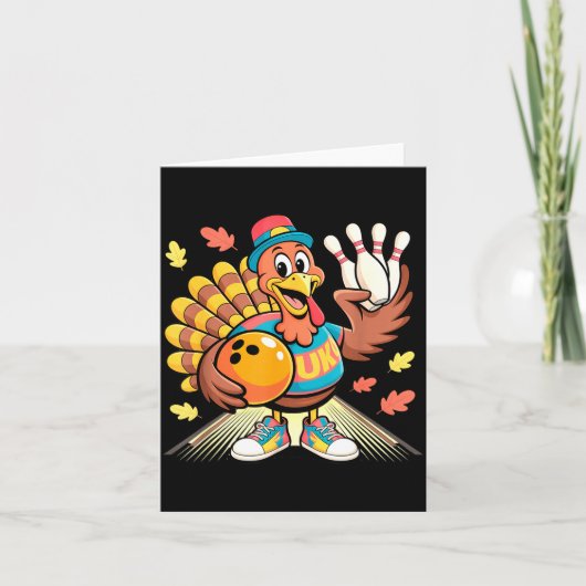 Turkey Playing Bowling Thanksgiving Turkey Tail Bo カード (正面)
