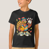 Turkey Playing Bowling Thanksgiving Turkey Tail Bo Tシャツ (正面)