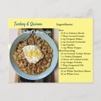 Turkey Quinoa White Chili Recipe Postcard ポストカード