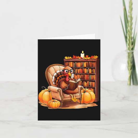 Turkey Reading Books Fall Thanksgiving Teacher Boo カード (正面)