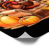 Turkey Reading Books Fall Thanksgiving Teacher Boo ポスター (角)