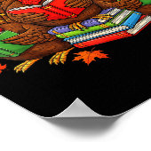 Turkey Reading Books Teacher Fall Thanksgiving Boo ポスター (角)