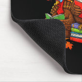 Turkey Reading Books Teacher Fall Thanksgiving Boo マウスパッド (コーナー)