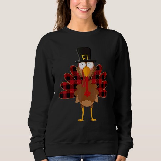 Turkey Red Plaid Thanksgiving Day   Boys Girls スウェットシャツ (正面)