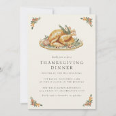 Turkey Roast Rustic Cozy Thanksgiving Dinner 招待状 (正面)
