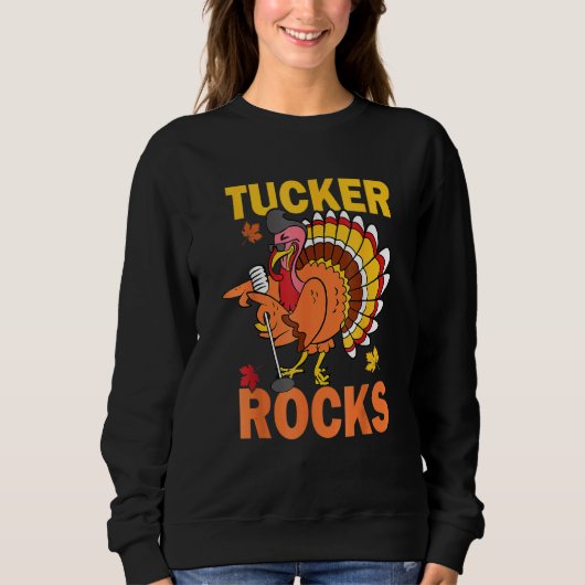 Turkey Rocks Autumn Fall Y'all Thanksgiving Retro スウェットシャツ (正面)