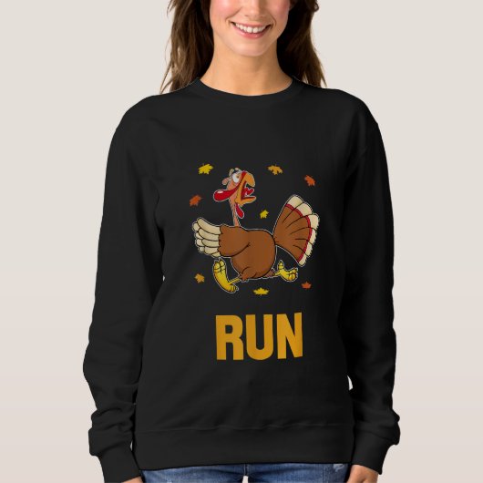 Turkey Run Costume Thanksgiving Running Turkey Tro スウェットシャツ (正面)