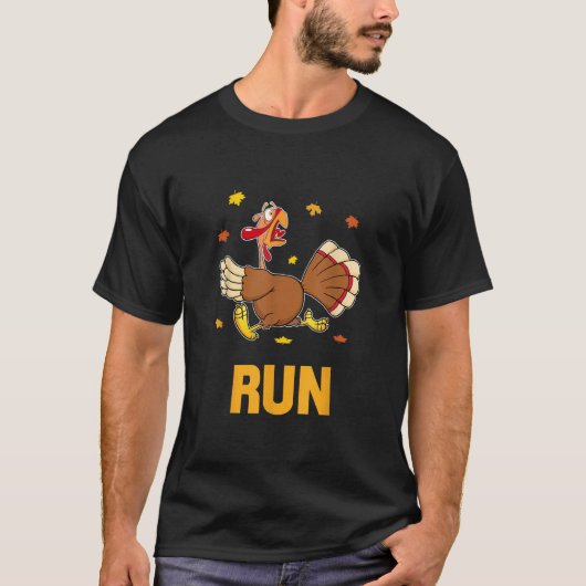 Turkey Run Costume Thanksgiving Running Turkey Tro Tシャツ (正面)