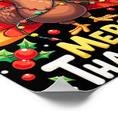 Turkey Santa Happy Merry Thanksmas Thanksgiving Ch ポスター (角)
