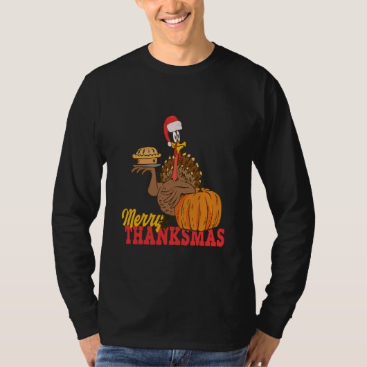 Turkey Santa Merry Thanksmas Christmas Tシャツ (正面)