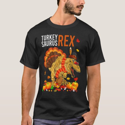 Turkey Saurus Rex  Pilgrim Dinosaur Kids Thanksgiv Tシャツ (正面)