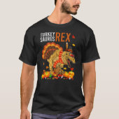 Turkey Saurus T-Rex Funny Pilgrim Dinosaur Kids Th Tシャツ (正面)