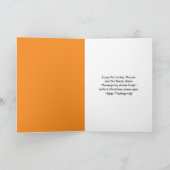 Turkey Selfie Photobombed by Santa Thanksgiving カード (内部)